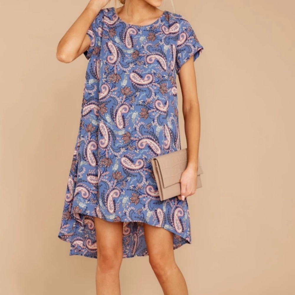 Blue Paisley Pattern Shift Dress